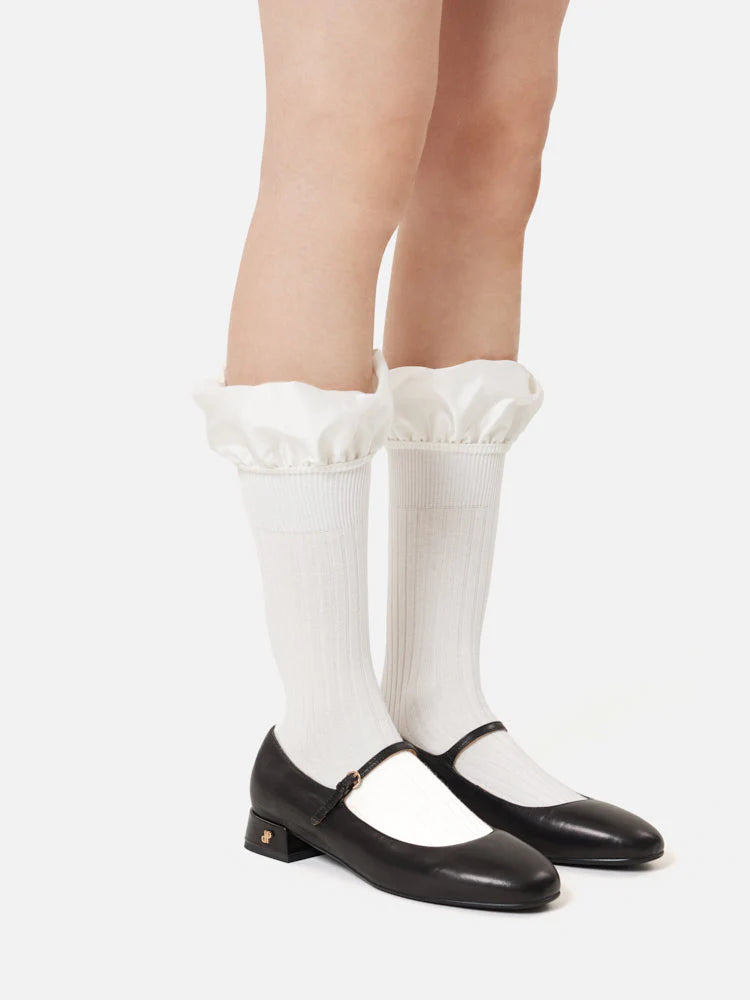 PAZZION, Savannah Ruffle Socks, White