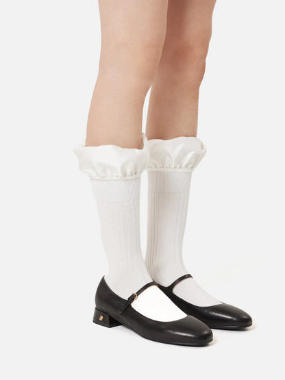 PAZZION, Savannah Ruffle Socks, White
