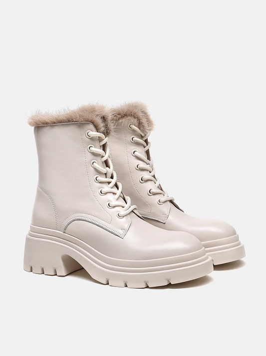 PAZZION, Scarlett Fur Boots, Beige