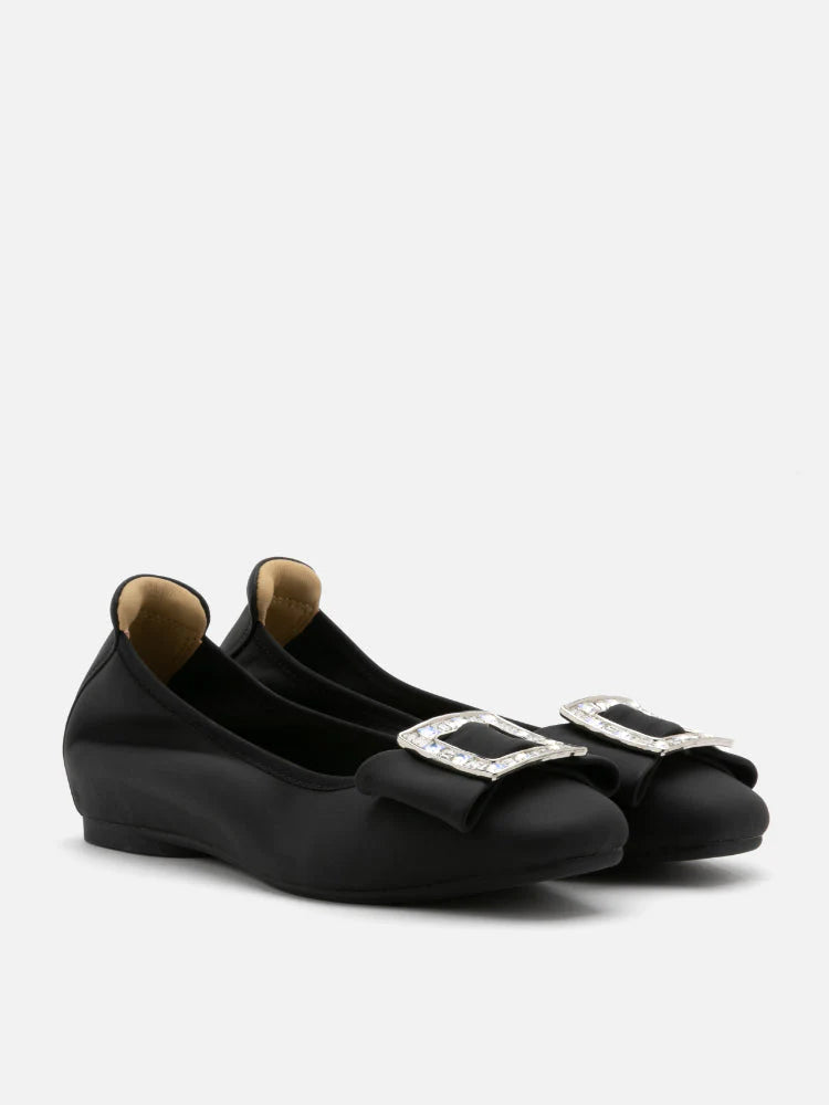 PAZZION, Selma Buckle Round-Toe Flats, Black