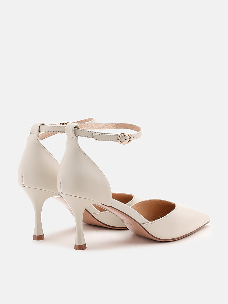 PAZZION, Seraphina Pearl Strap Point-Toe Heels, Beige