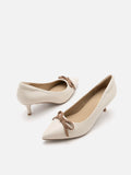 PAZZION, Seraphina Ribbon Pointed Heels, Beige