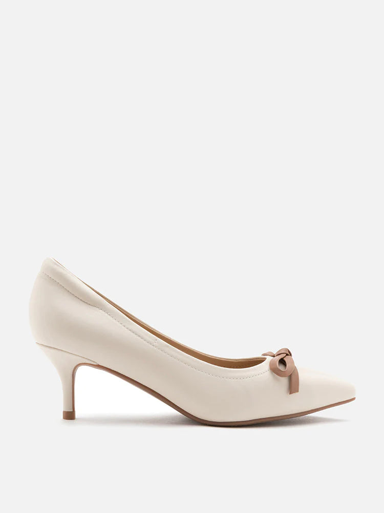 PAZZION, Seraphina Ribbon Pointed Heels, Beige
