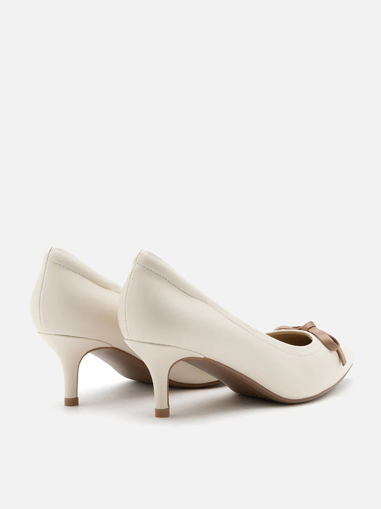 PAZZION, Seraphina Ribbon Pointed Heels, Beige