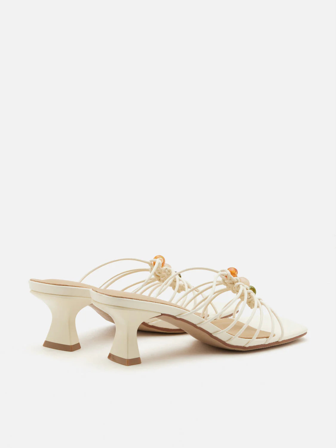 PAZZION, Shevone Bead Knot Sandal Heels, Beige