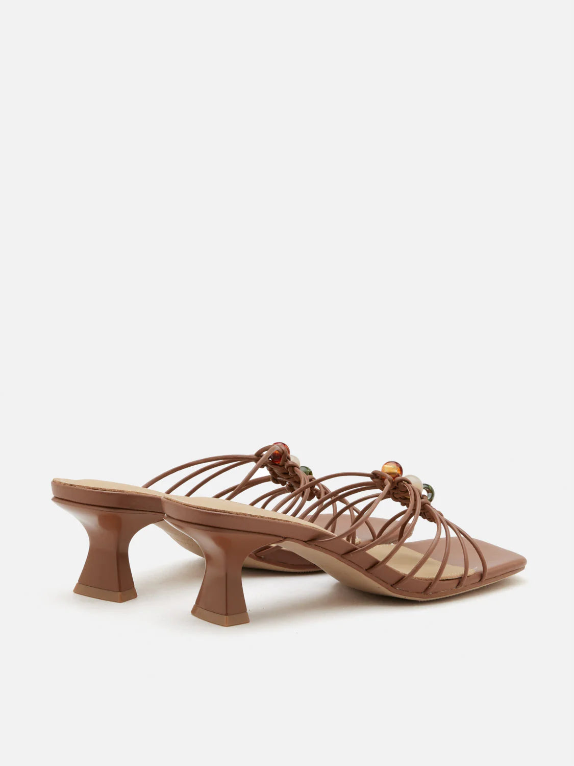PAZZION, Shevone Bead Knot Sandal Heels, Brown