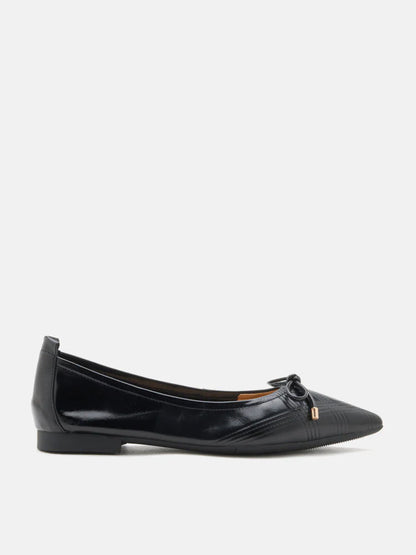 PAZZION, Sienna Bow Pointed Toe Flats, Black