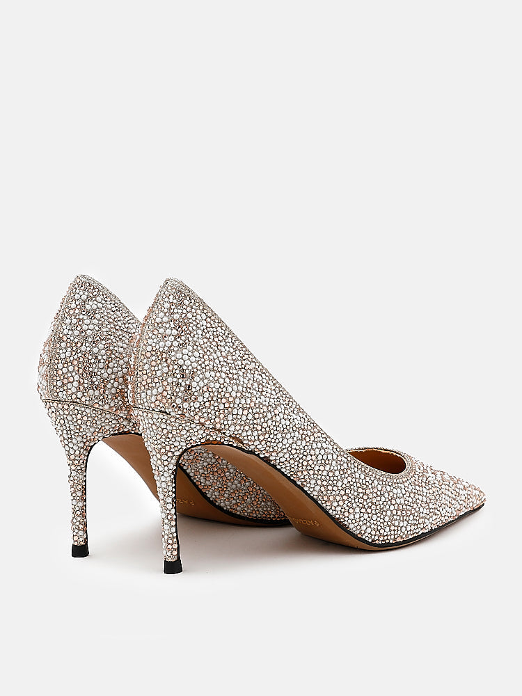 PAZZION, Sigrid Diamante Embellished Pointed Heels, Goldenrod
