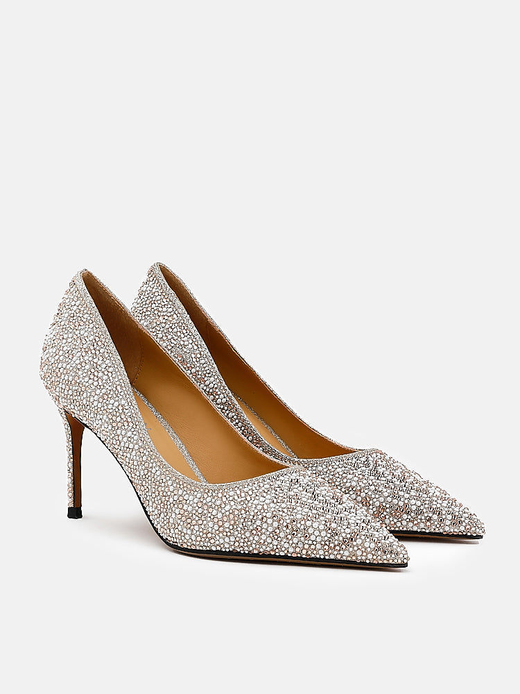 PAZZION, Sigrid Diamante Embellished Pointed Heels, Goldenrod