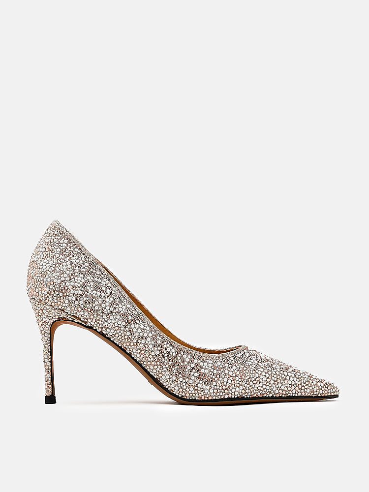 PAZZION, Sigrid Diamante Embellished Pointed Heels, Goldenrod