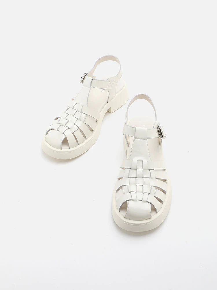 PAZZION, Sika Patent Fisherman Sandals, White