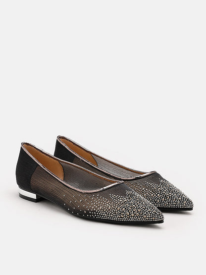 PAZZION, Skylar Embellished Flats, Pewter