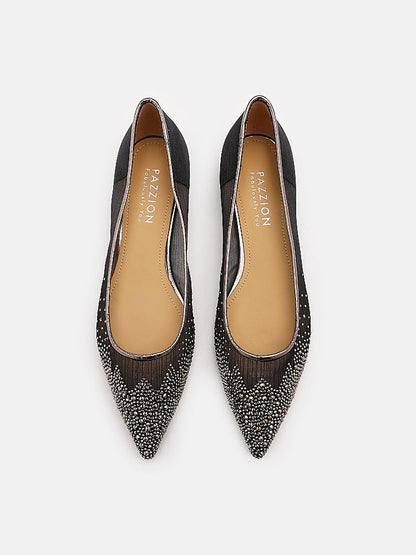 PAZZION, Skylar Embellished Flats, Pewter