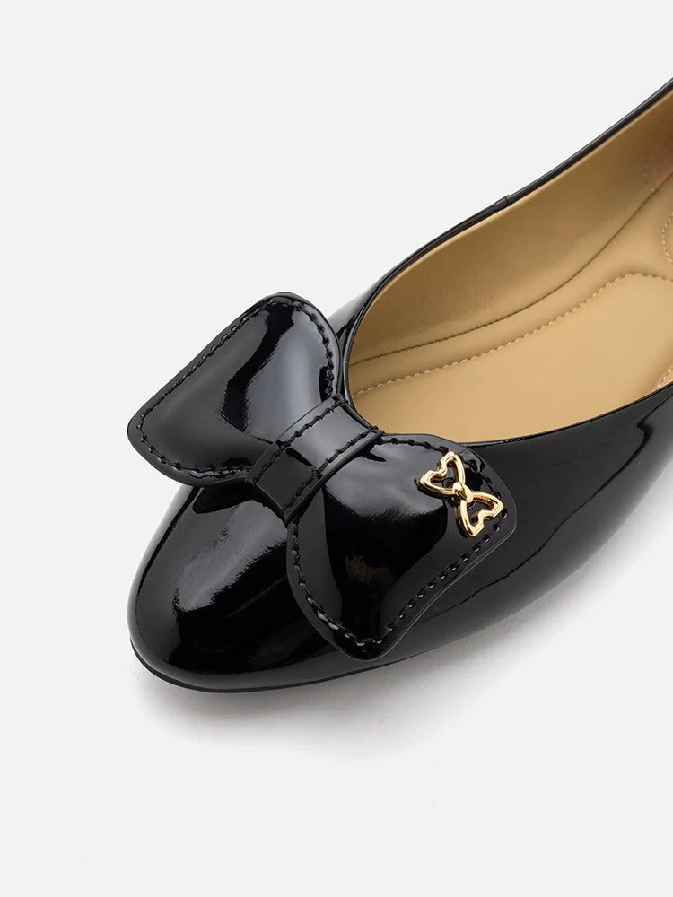 PAZZION, Sloane Bow Embellished Patent Flats, Black