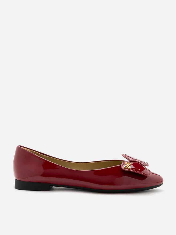PAZZION, Sloane Bow Embellished Patent Flats, Red
