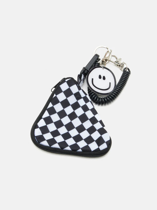 PAZZION, Smiley Billie Checkered Mini Pouch, Black