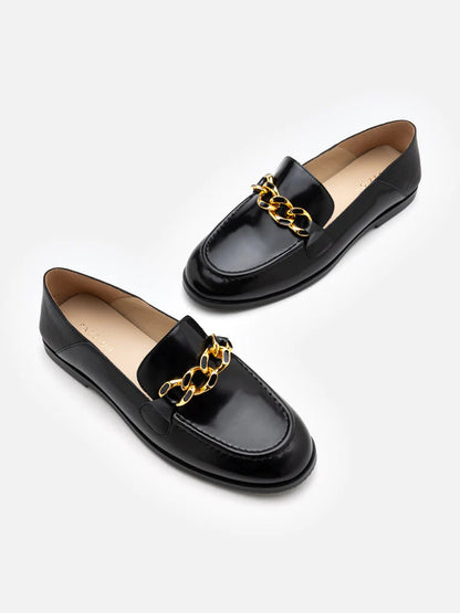 PAZZION, Sophie Chained Loafers, Black