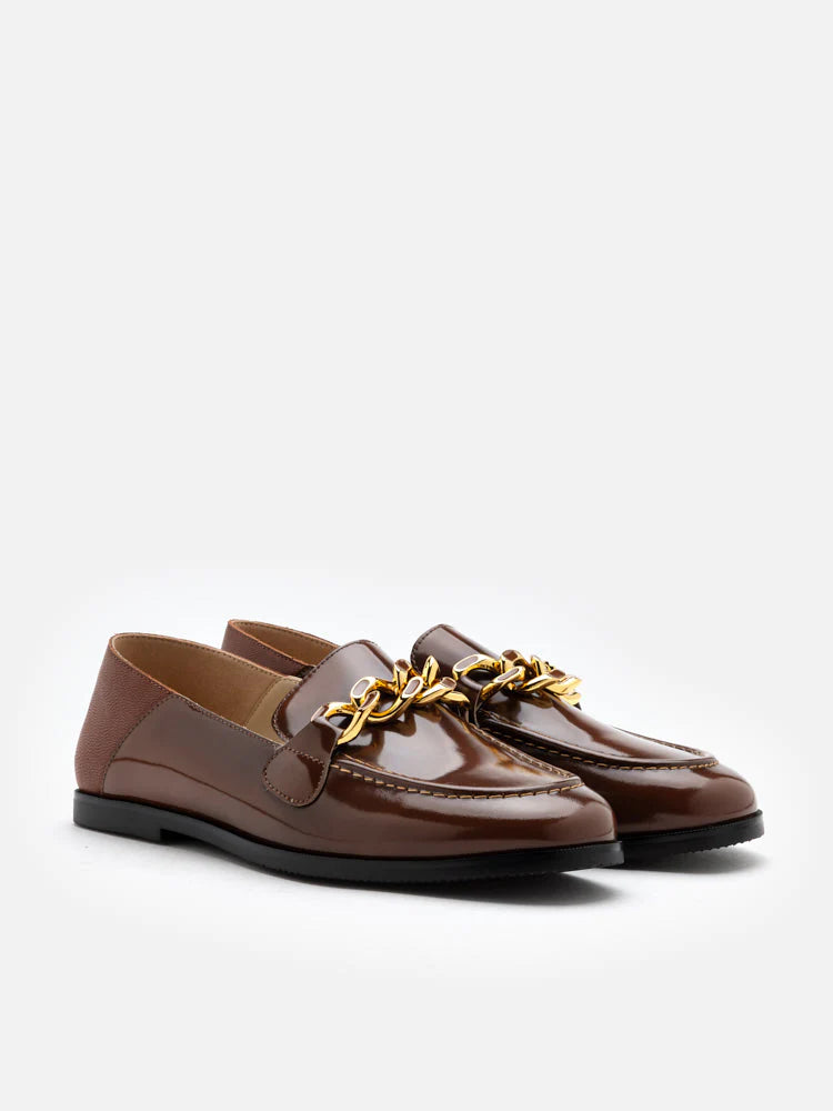 PAZZION, Sophie Chained Loafers, Brown