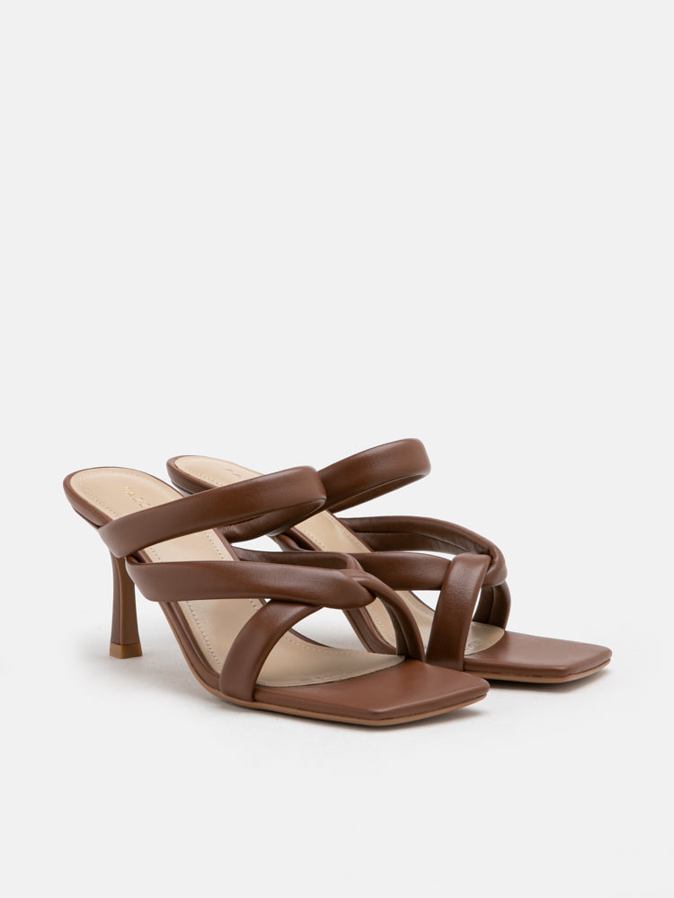 PAZZION, Taliha Cross Strappy Heels, Brown