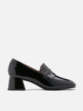 PAZZION, Tamia Patent Block Heel Loafers, Black
