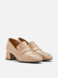 PAZZION, Tamia Patent Block Heel Loafers, Nude