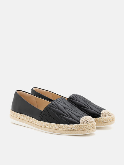 PAZZION, Taryn Leather Espadrilles, Black