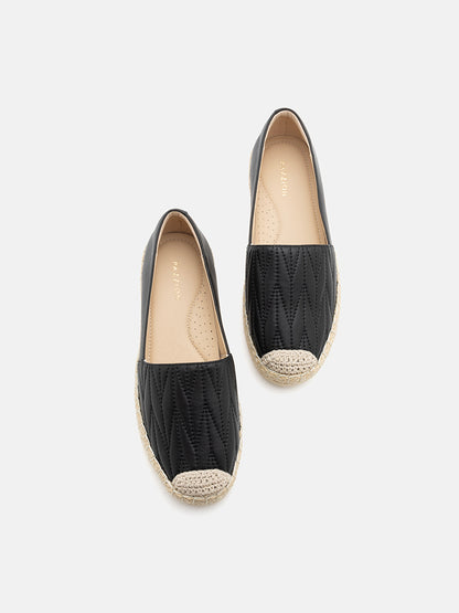 PAZZION, Taryn Leather Espadrilles, Black