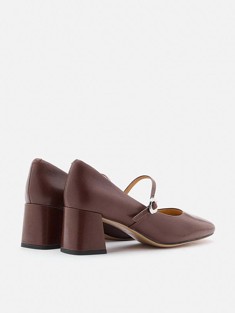 PAZZION, Tasha Block Heel Mary Janes, Brown