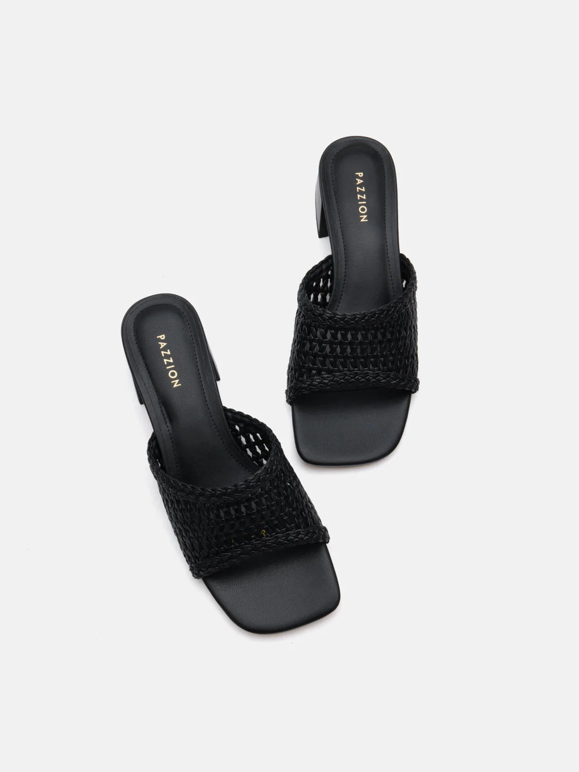 PAZZION, Taylor Woven Braided Mule Heels, Black