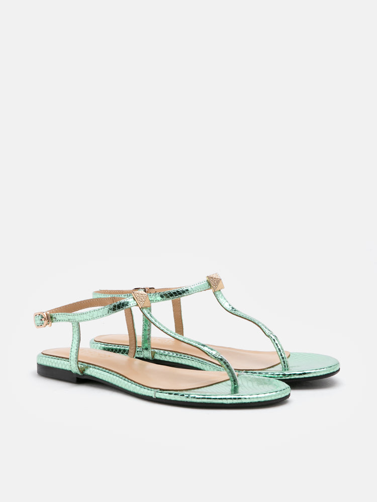 PAZZION, Tessa Tinted Metallic Sandals, Green