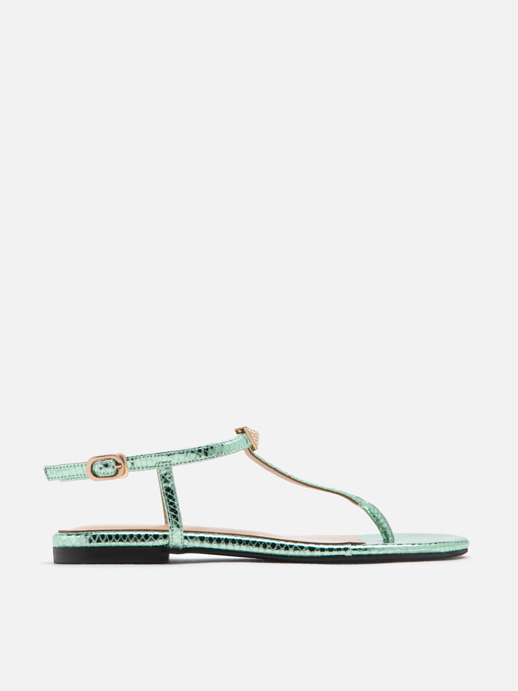 PAZZION, Tessa Tinted Metallic Sandals, Green
