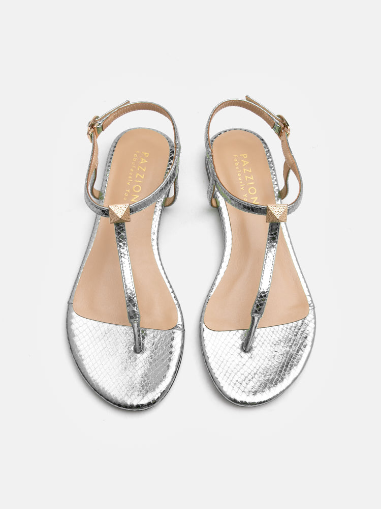 PAZZION, Tessa Tinted Metallic Sandals, Silver