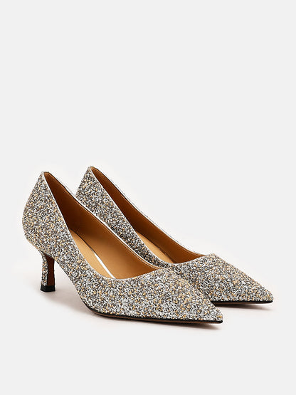 PAZZION, Thea's Starlight Glitter Pumps, Gold