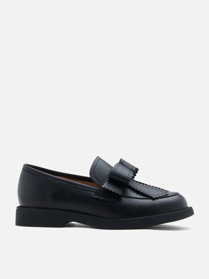PAZZION, Thea Brogue Bow Loafers, Black
