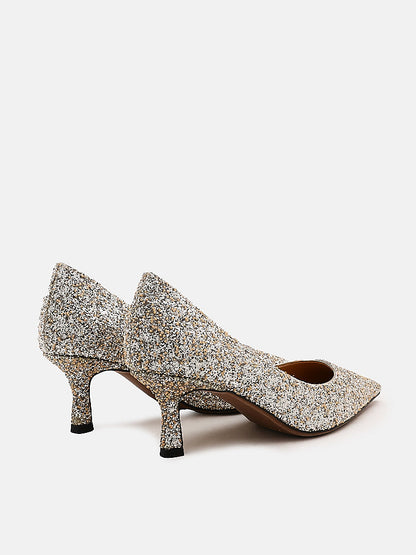 PAZZION, Thea's Starlight Glitter Pumps, Gold