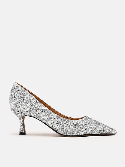 PAZZION, Thea's Starlight Glitter Pumps, Silver