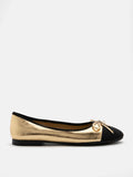 PAZZION, Trena Patterned Bow Flats, Gold