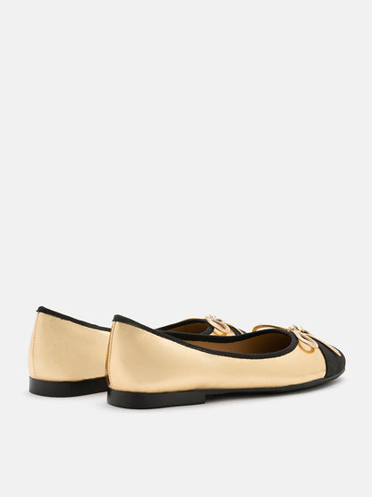 PAZZION, Trena Patterned Bow Flats, Gold