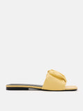 PAZZION, Trina Ruched Leather Slip On Slides, Yellow