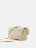 PAZZION, Trista Pleated Chained Bag, Beige