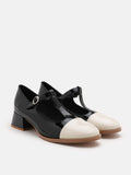 PAZZION, Trophy Color Block Mary Jane Low Heels, Black