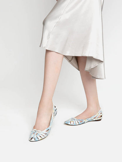 PAZZION, Twisha Weaved Flats, LightBlue