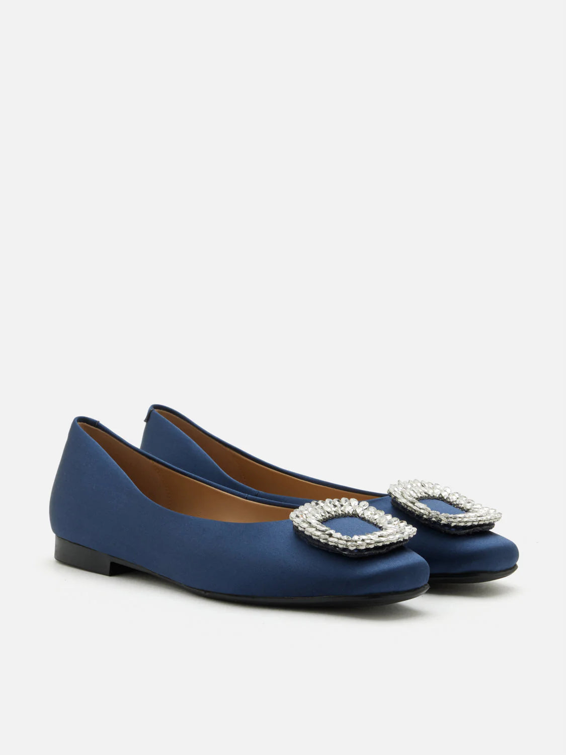 PAZZION, Ulyana Teardrop Crystal Buckle Flats, Darkblue