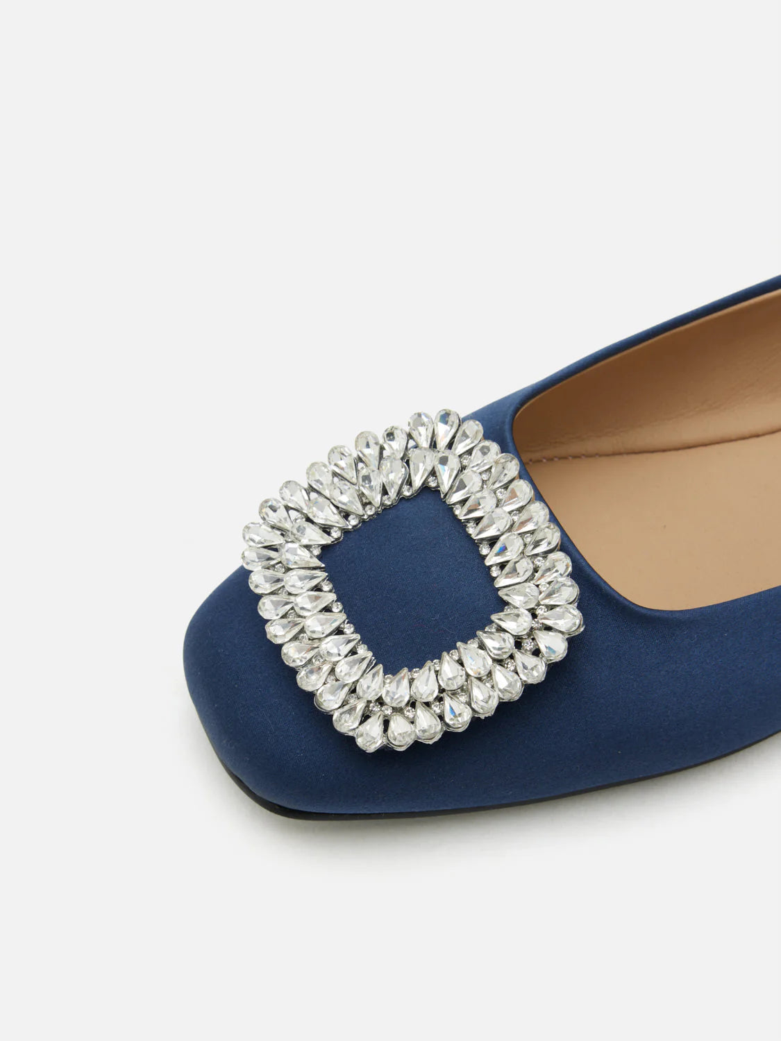 PAZZION, Ulyana Teardrop Crystal Buckle Flats, Darkblue