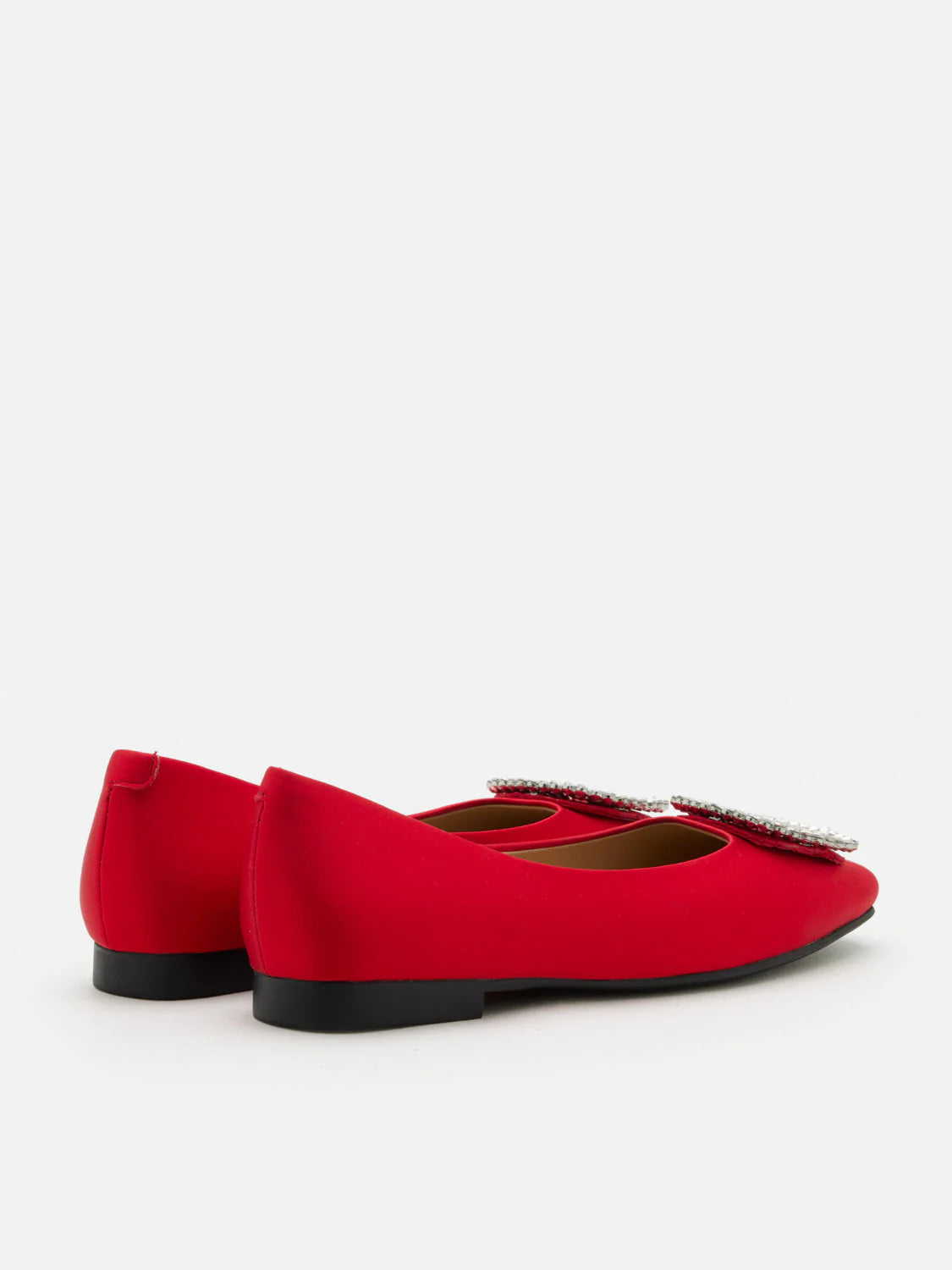 PAZZION, Ulyana Teardrop Crystal Buckle Flats, Red