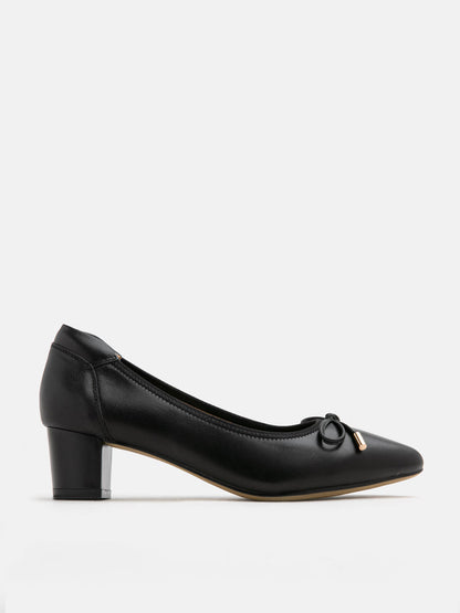 PAZZION, Una Ribbon Low Block Heels, Black