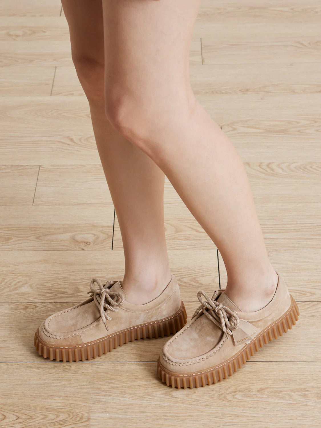 PAZZION, Venetta Suede Platform Loafers, Almond