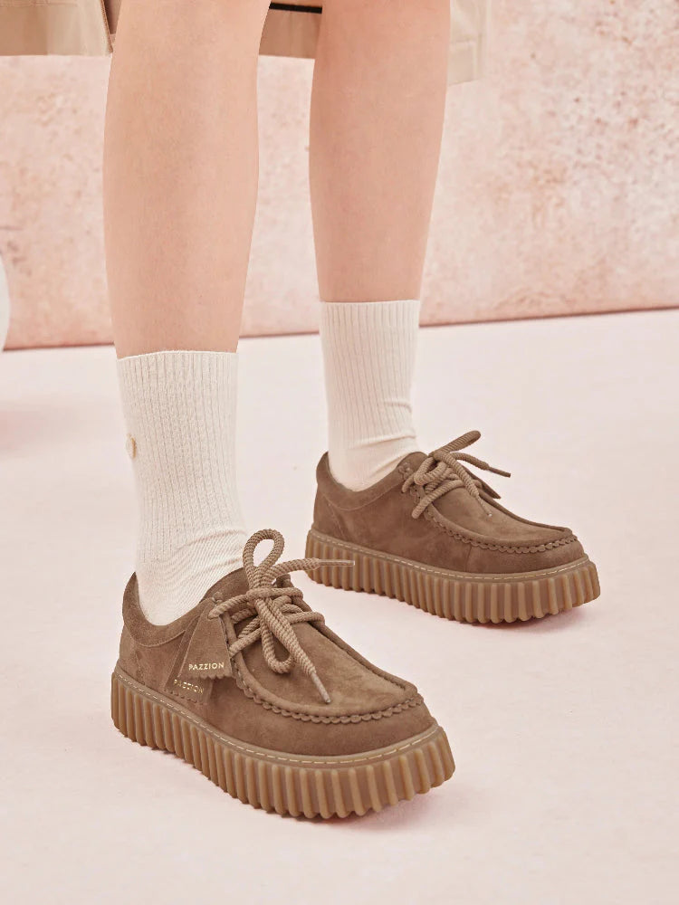 PAZZION, Venetta Suede Platform Loafers, Brown