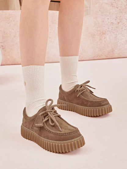 PAZZION, Venetta Suede Platform Loafers, Brown