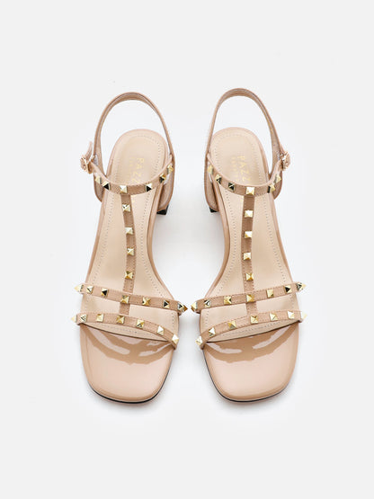 PAZZION, Venette Studded Sandals, Almond